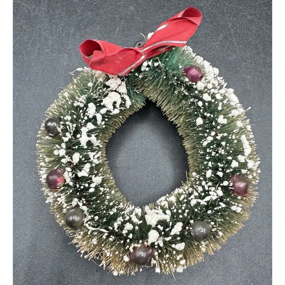 Vintage Bottle Brush Wreath Christmas Decoration with Balls Glitter TO5